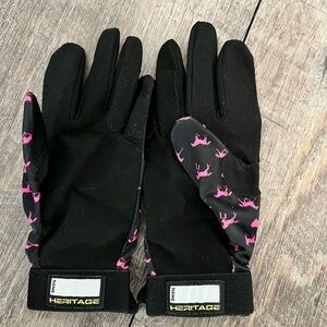 Heritage Black Gloves with Pink Pattern